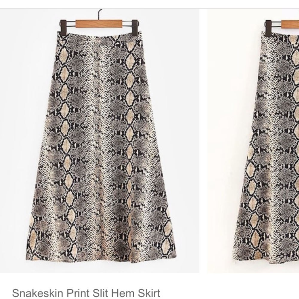 SHEIN Beige & Black Snakeskin Midi Skirt